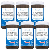 The Pharma-C Company 3% hydrogen peroxide wipes canister on a counter for quick wound care.