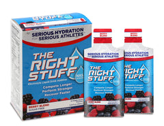 The Right Stuff Berry Blend box front, convenient hydration for on-the-go athletes.