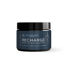 The Wellness Company Recharge bottle front view for cognitive support and energy.