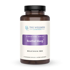 The Wellness Company Restful Sleep bottle promoting calm bedtime routines