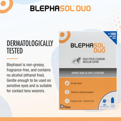 Step by step eyelid cleansing with Blephasol Duo using a pad