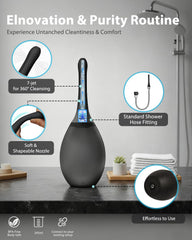 TheClover anti-backflow system with dual valves prevents reflux during cleansing.