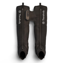 Therabody JetBoots Prime in compact folded form for easy travel and on-the-go recovery.