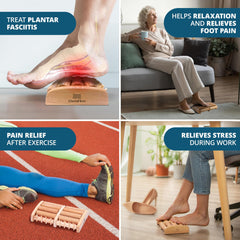 TheraFlow plantar fasciitis relief roller in use for heel comfort