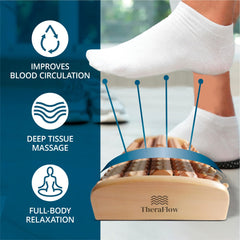 TheraFlow wooden massager five-row design for targeted plantar relief