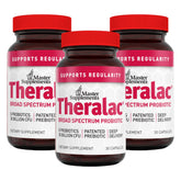 Theralac probiotic bottle front showing multi-strain gut balance capability.