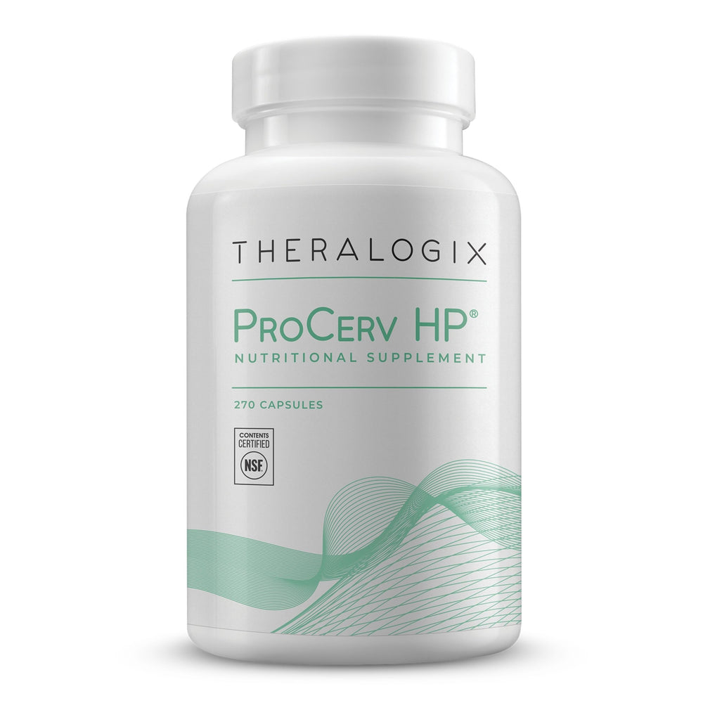Theralogix ProCerv HP bottle close-up highlighting immune support nutrients.