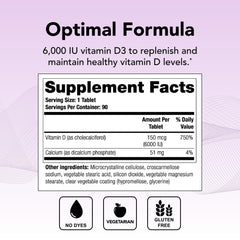 Close-up of Thera-D 6000 vitamin D3 tablets for daily bone health
