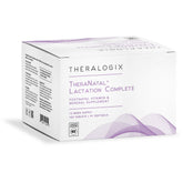 Theralogix TheraNatal lactation tablets bottle highlighting complete postnatal nutrients for breastfeeding support