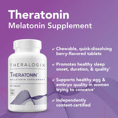 Theratonin berry-flavor chew illustrating flavorful nightly sleep aid.