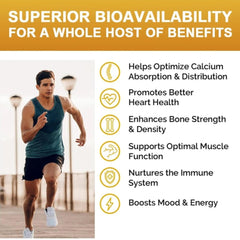 TheraSuva calcium with D3 and K2 close-up highlights absorption support.