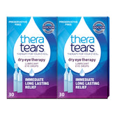 TheraTears bottle with single-use vials delivering lubricating relief