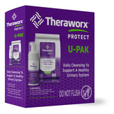 Theraworx Protect UPAK wipes bottle, refreshing cleansing for daily intimate hygiene.