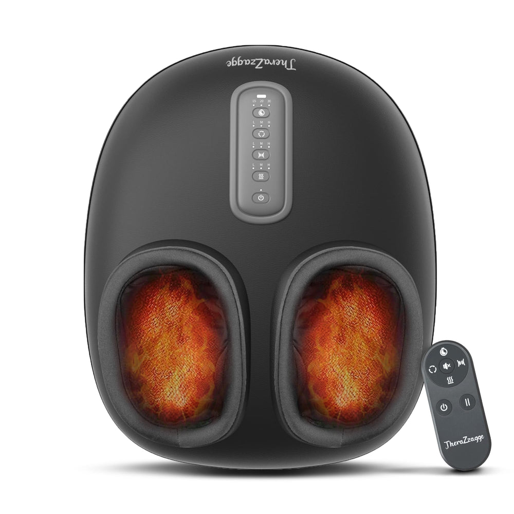 THERAZZAGGE foot massager with heat levels for customizable comfort.