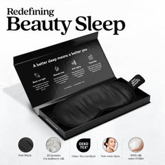 TheSleepGuard silk sleep mask on face for comfortable, uninterrupted sleep