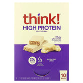 thinkThin white chocolate high-protein bar packaging for on-the-go fuel