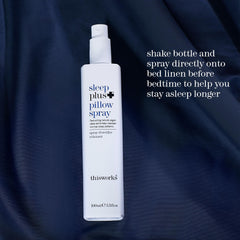 THISWORKS Sleep Plus Pillow Spray on pajamas invites relaxing aroma