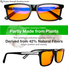 THL SLEEP amber lens reading glasses plus 1.5 diopters for comfortable night reading
