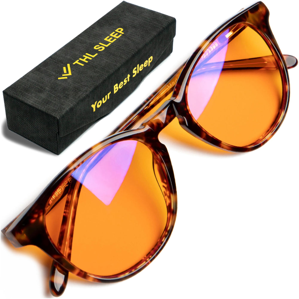 THL SLEEP orange frame front provides stylish blue light protection for daily wear.