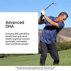 THORNE Advanced DHA mint-flavored capsules on glass for pleasant daily intake.