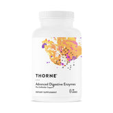 THORNE Advanced Digestive Enzymes bottle label highlights multi-enzyme blend for digestion