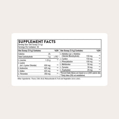 Thorne Amino Complex berry scoop illustrates precise serving for recovery and performance.
