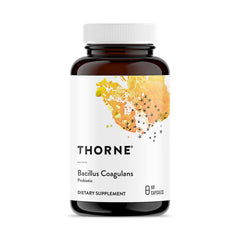 THORNE Bacillus Coagulans Probiotic bottle shows shelf-stable capsules for daily gut support
