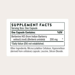 THORNE Berberine 200mg bottle label close-up highlights ingredients and certification for confidence.