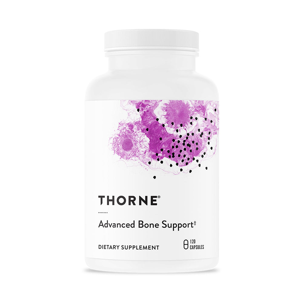 THORNE bone-support bottle front with capsules for daily bone health