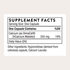THORNE Calcium capsules closeup showing chelated minerals.