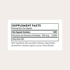 THORNE Chromium Picolinate capsules neatly lined for convenient intake.