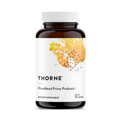 THORNE FloraMend Prime Probiotic bottle on shelf supports digestive balance.
