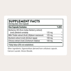 THORNE Liver Cleanse ingredients close-up highlighting botanical blend for detox support.
