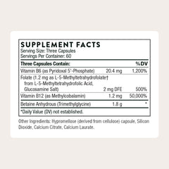 THORNE Methyl-Guard label closeup showing 5-MTHF and methylcobalamin