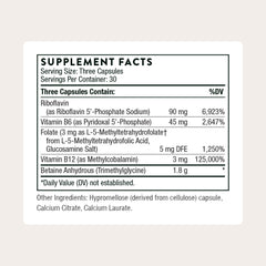 Close-up of THORNE Methyl-Guard Plus capsules illustrating active B vitamins.