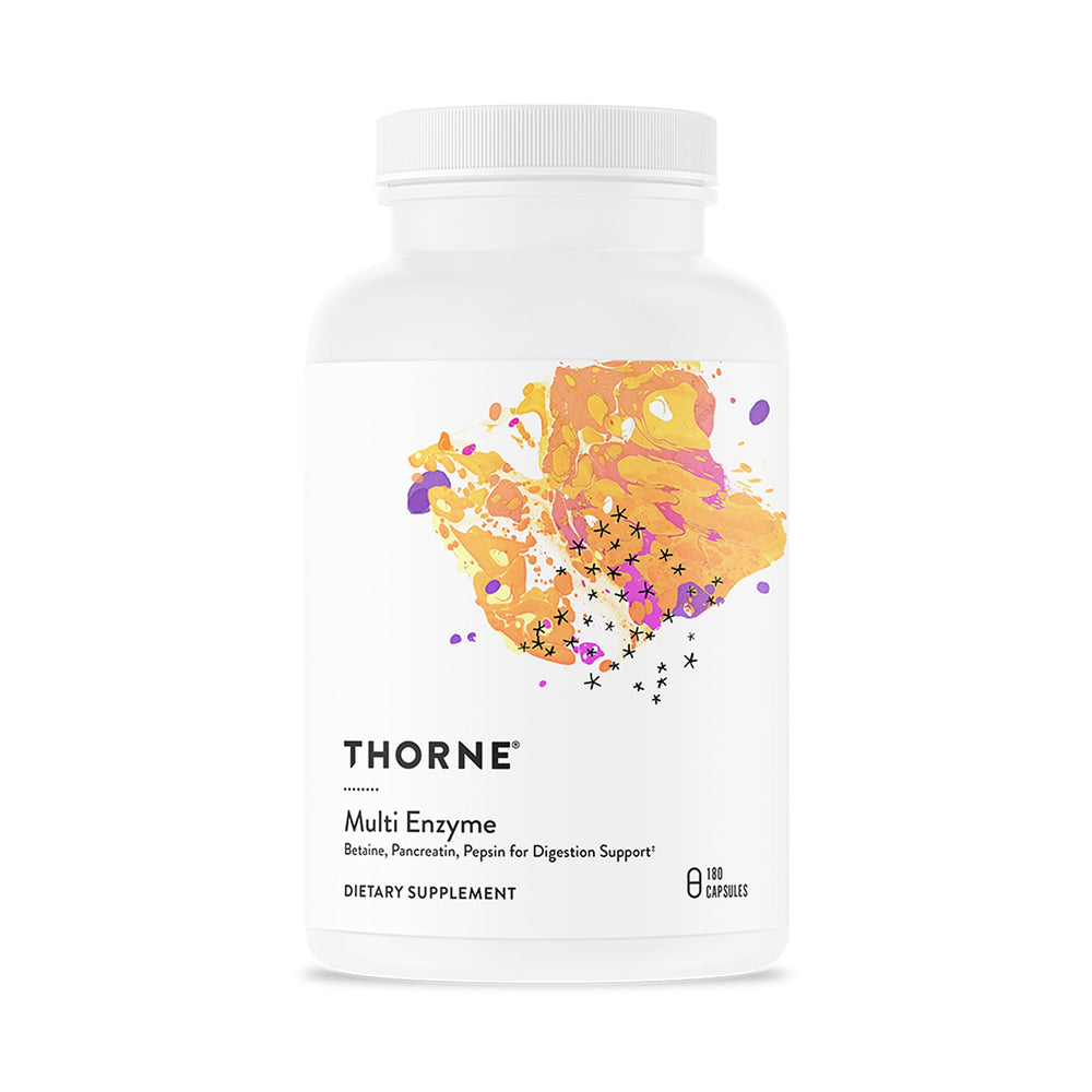 THORNE Multi Enzyme bottle front for digestive support