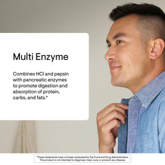 THORNE Multi Enzyme pour demonstrates easy intake with meals