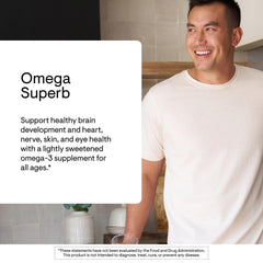 Close-up of THORNE Omega Superb liquid with no fishy taste.
