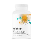 THORNE Omega-3 with CoQ10 bottle for daily heart and energy support.