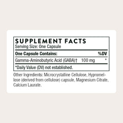 Close-up of PharmaGABA-100 capsules highlighting natural-source GABA content for calm support.
