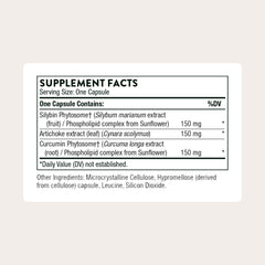 Close-up of the THORNE S.A.T. Milk Thistle Complex label highlighting ingredients