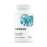 THORNE Vitamin B12 methylcobalamin bottle emphasizes label and methylation support