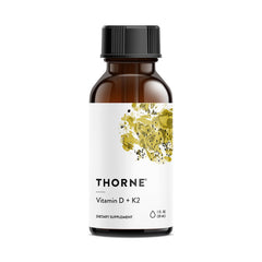 Thorne vitamin D and K2 liquid bottle with meter-dispense for precise daily dosing