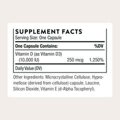 Thorne Vitamin D3 bottle back label confirms gluten, dairy, and soy-free formula
