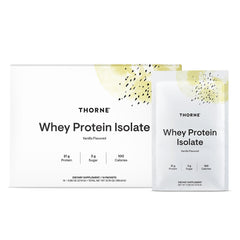 THORNE Whey Protein Isolate vanilla packet front for on-the-go protein support