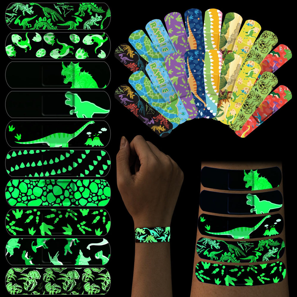 Threlaco dinosaurs glow-bandages pack for quick home or travel care.