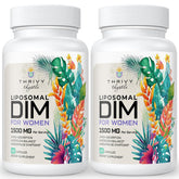 ThrivyThystle Liposomal DIM 400 mg bottle with capsules for hormone balance support.