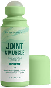 ThryvWell joint-muscle oil roll-on bottle front for quick relief on the go.