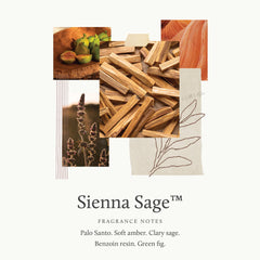 Thymes Sienna Sage amber-note-closeup highlights warm notes for cozy living spaces.