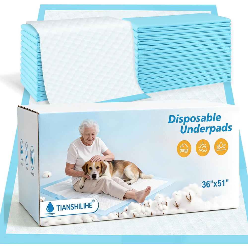 TIANSHILIHE bed pads packaging shows 40-count box for caregiver protection.